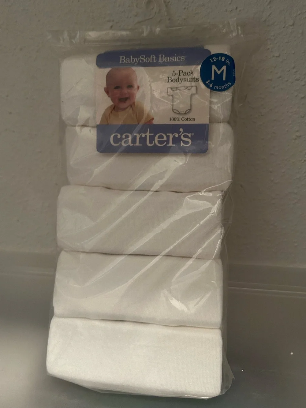Carter's White BabySoft Basics 5-Pack Bodysuits